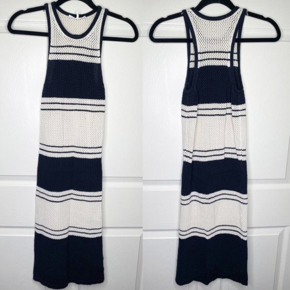 Frame Open Knit Striped Midi Dress Size XS - Picture 2 of 7